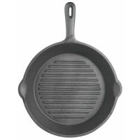 KitchenCraft Deluxe Cast Iron 24cm Round Ribbed Grill Pan