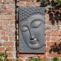 Solstice Sculptures Buddha Wall Plaque Portrait 56cm -Bronze Eff