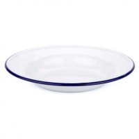 Falcon Enamelware Soup Plate 24cm - White with Blue Rim
