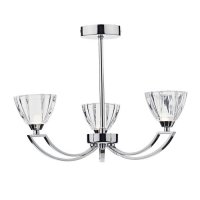 Dar Vito 3 Light Semi Flush Polished Chrome