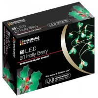 The Christmas Workshop 60 LED 20 Holly Berry String Lights - Green/Red