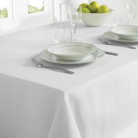 Country Club Linen Look Tablecloth 130cm x 180cm White