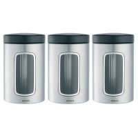 Brabantia 1.4L Window Canister Set 3 -Fingerprint Proof Matt Stl