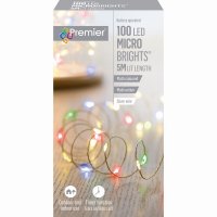 Premier Decorations MicroBrights Battery Operated Multi-Action Lights with Timer 100 LED - Multicoloured