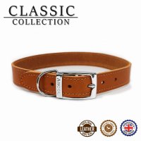 Ancol Sewn Heritage Leather Dog Collar - Tan 18" / 45cm