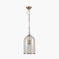 Pacific Lifestyle Cloche Clear Glass and Antique Brass Pendant