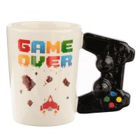 Puckator Game Over Ceramic Shaped Handle Mug with Pixel Decal