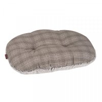 Grey Plaid Small Oval Cushion Bed