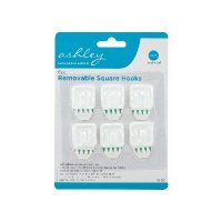 Ashley Housewares White ABS Removable Square Hooks (Pack of 6)