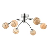 Izzy 6 Light Semi Flush Polished Chrome Swirl Glass