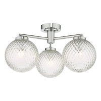 Wayne 3 Light Semi Flush Polished Chrome Glass IP44