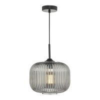 Demarius 1 Light Pendant Black and Smoked Glass