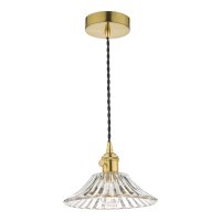 1LT Pendant Natural Brass C/W Flared Glass Shade