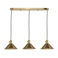 3 Light Brass Suspension With Aged Brass Shades
