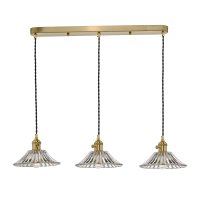 3 Light Brass Suspension With Flared Glass Shades