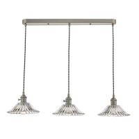 3 Light Antique Chrome Suspension With Flared Glass Shades