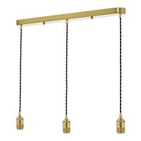 Accessory 3 Light Bar Suspension Brass With Black Cable
