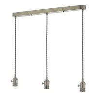 Dar 3 Light Bar Suspension Antique Chrome with Grey Cable