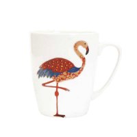 Queens by Churchill Paradise Birds Oak Mug 400ml - Flamingo