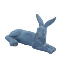 Solstice Sculptures Hare Lying 24cm in Blue Iron Effect
