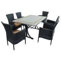 Byron Manor Burlington Dining Table w/6 Stockholm Black Chairs