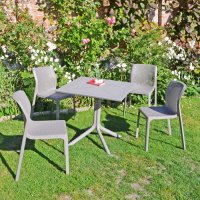 Nardi Clip Table with Set of 4 Bit Chairs - Turtle Dove