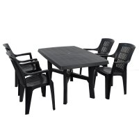 Trabella Taranto Patio Table with 4 Parma Chairs Set -Anthracite