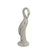 Solstice Sculptures Egret Low 58cm -Weathered Light Stone Effect