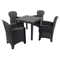 Trabella Salerno Square Table with 4 Sicily Chairs - Anthracite