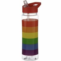 550ml Plastic Water Bottle with Flip Straw - Somewhere Rainbow