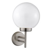SEARCHLIGHT ORB LANTERN 1LT OUTDOOR WALL BRACKET,STAINLESS STEEL,WHITE SHADE