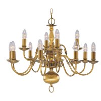 Searchlight Flemish 12 Light Pendant, Antique Brass