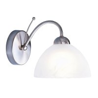 Searchlight Milanese Wall Bracket, Satin Silver, Alabaster Glass