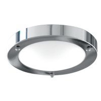 Searchlight Dublin Bathroom Flush Ip44  1Lt - 31Cm Chrome Domed Wht Glass