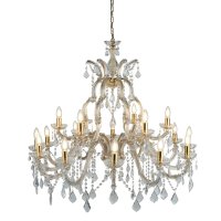Searchlight Marie Therese - 18Lt Chandelier, Polished Brass, Clear Crystal