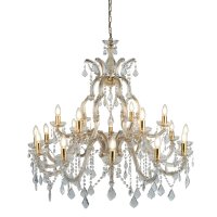 Searchlight Marie Therese 18 Light Chandelier Polished Brass & Clear Crystal
