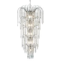 Searchlight Waterfall - 13Lt Tier Chandelier, Chrome, Clear Crystal