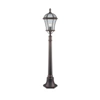 Searchlight Capri-1Lt Outdoor Post (Height 95Cm), Rustic Brown, Clear Glass