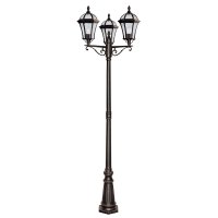 Searchlight Capri-3 Light Outdoor Post (Height 235cm) Rustic Brown Clear Glass