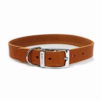 Ancol 12"-30cm Tan Leather Sewn Dog Collar