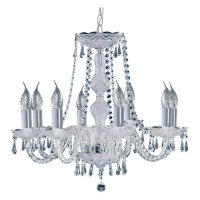Searchlight Hale - 8 Light Chandelier, Chrome, Clear Crystal Trimmings