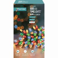 Premier Decorations Timelights Battery Operated Multi-Action 600 LED - Multicoloured