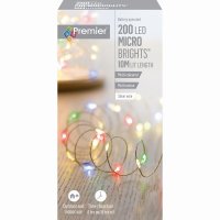 Premier Decorations MicroBrights Battery Operated Multi-Action Lights with Timer 200 LED - Multicoloured