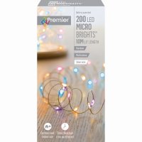 Premier Decorations MicroBrights Battery Operated Multi-Action Lights with Timer 200 LED - Rainbow