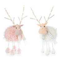 Premier Decorations Battery Operated Lit Standing Reindeer with Feather Body 39cm - Assorted