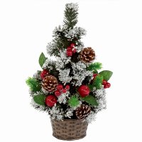 Premier Decorations Dressed Tree in Pot with Snow Tip Berry & Cone 45cm