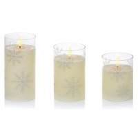 Premier Decorations Printed Glass Candles (Set of 3) - Snowflakes