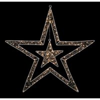 Premier Decorations 80cm Double Star Large Pin Wire with 140 Warm White LED