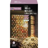 Premier Decorations 1.7 x 1.2M Multi-Action Net Light with 180 LED - Warm White