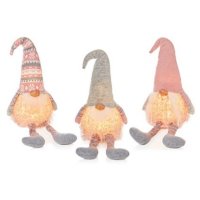 Premier Decorations Sitting Gnome with Long Legs & Battery Operated LED Body 50cm - Assorted